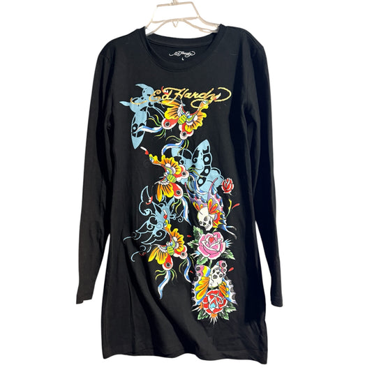 Long Sleeve Ed Hardy Mini Dress (Large Fits like small/medium)