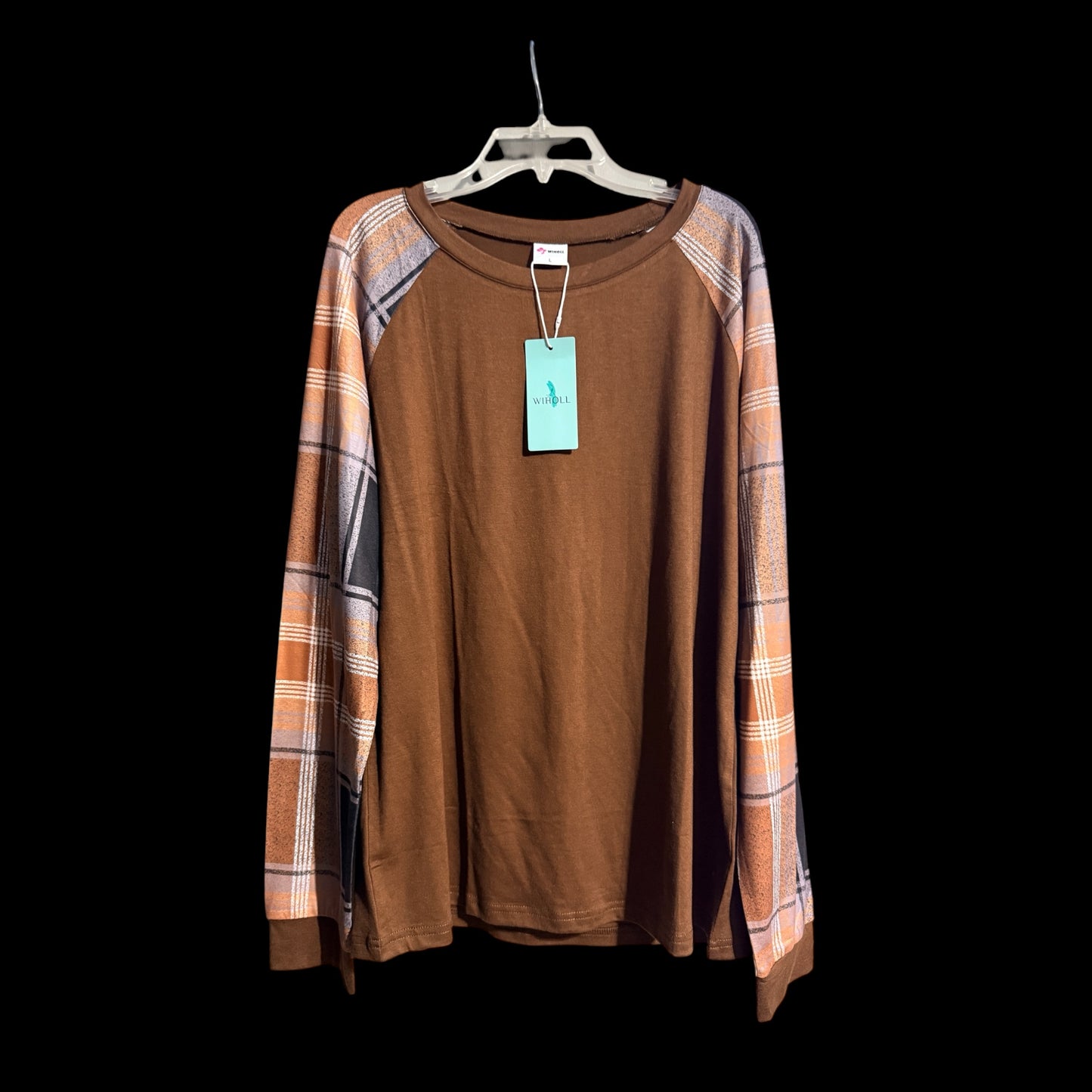 Tags On - Long Sleeve w/Plaid Sleeves (Large)