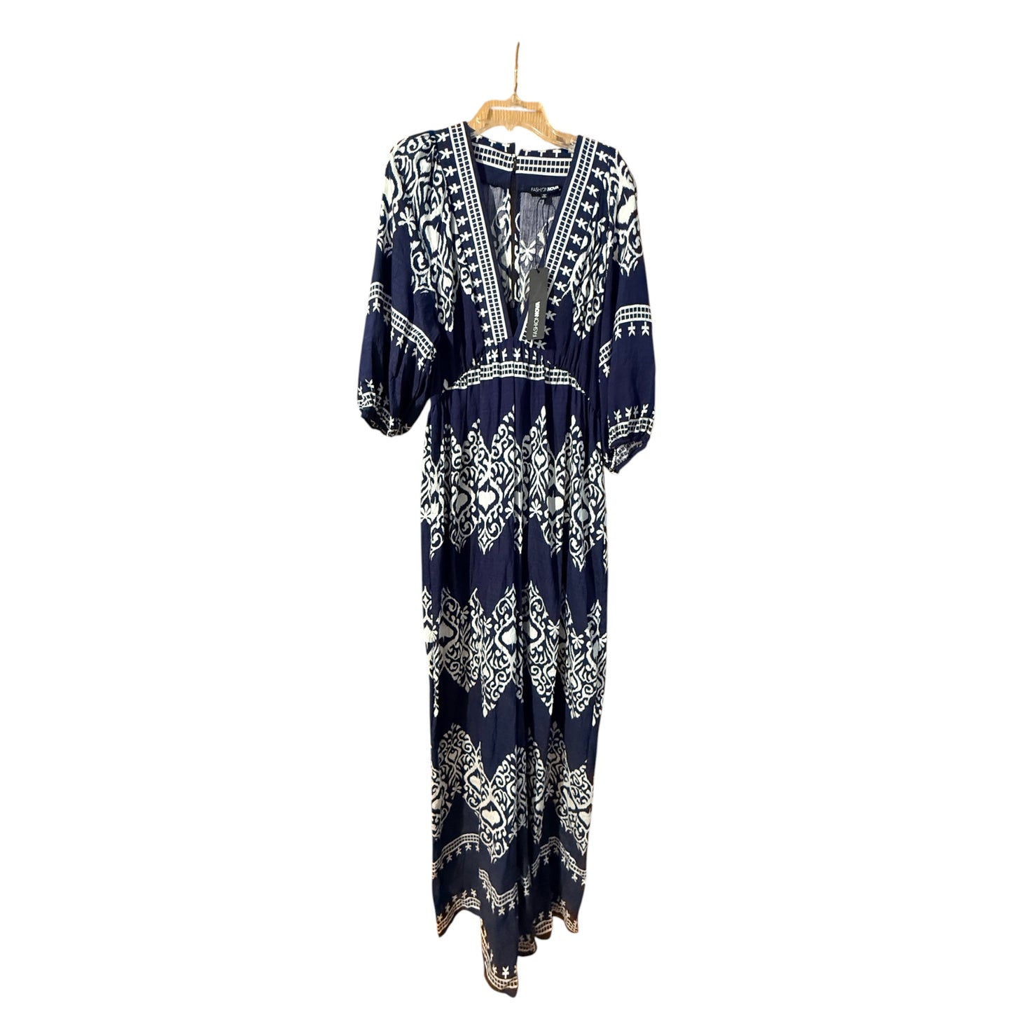 Tags On - Deep V-Neck Blue and White Jumper (Large)