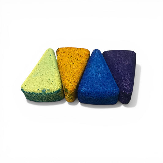 Four (4) Teal, Green, Blue and Purple Triangles