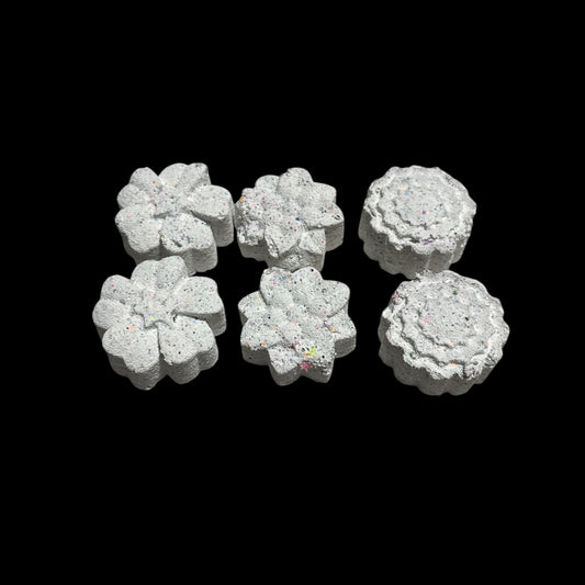 Six (6) Mass Glitter Flowers