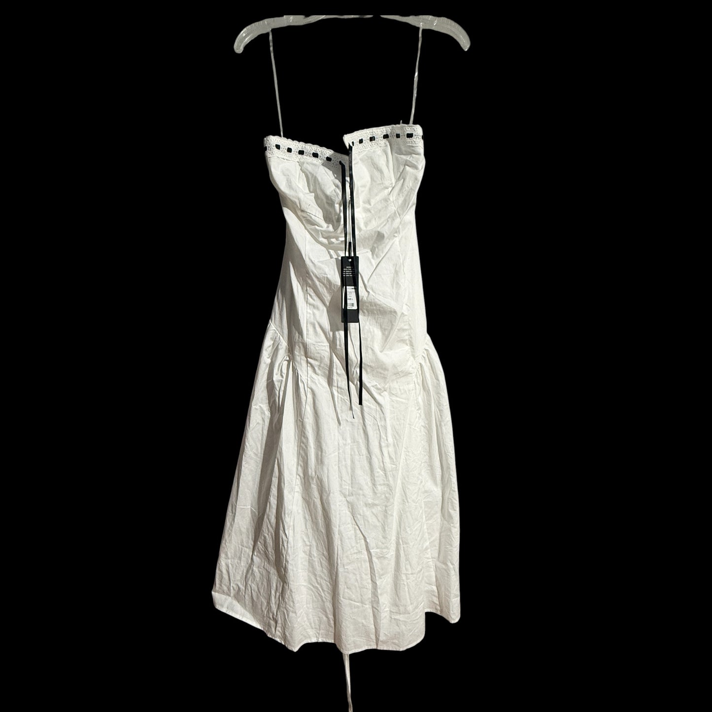 Tags On - Strapless White Dress w/Black Ribbon (Large)