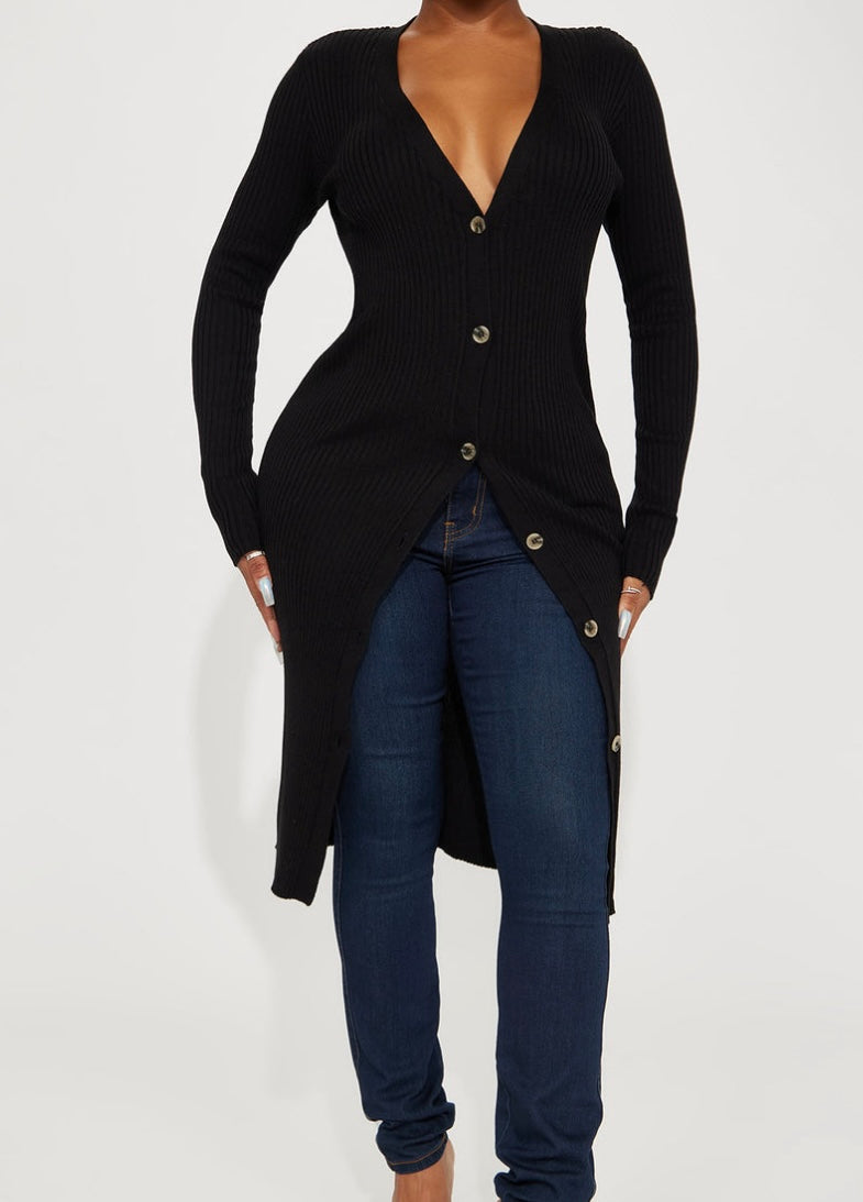Tags On - Long Black Cardigan (Large)