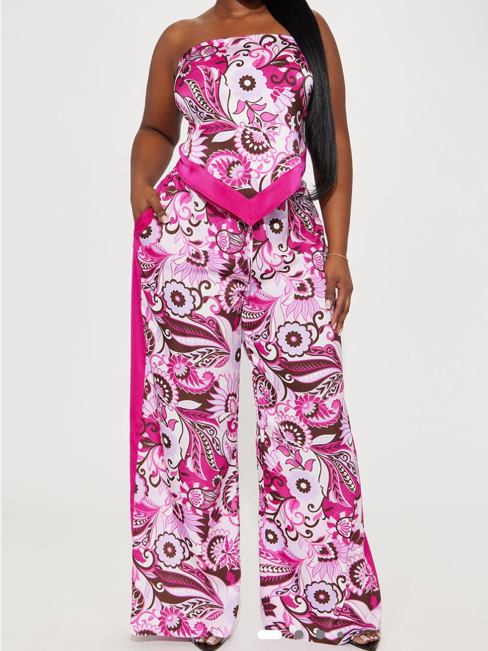 Two Piece Satin Pink Set (Large)