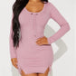 Light Pink Long Sleeve Mini Dress (Large)