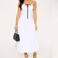 Tags On - Strapless White Dress w/Black Ribbon (Large)